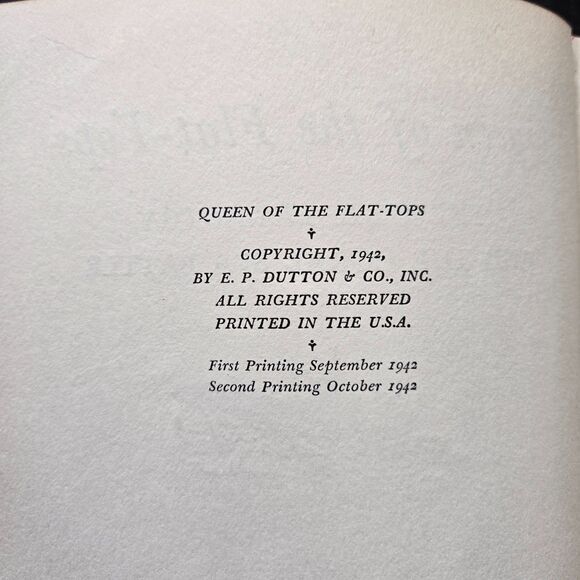SIGNED Queen of the Flat-Tops By Stanley Johnston; 2nd Print 1942 - Picture 4 of 10